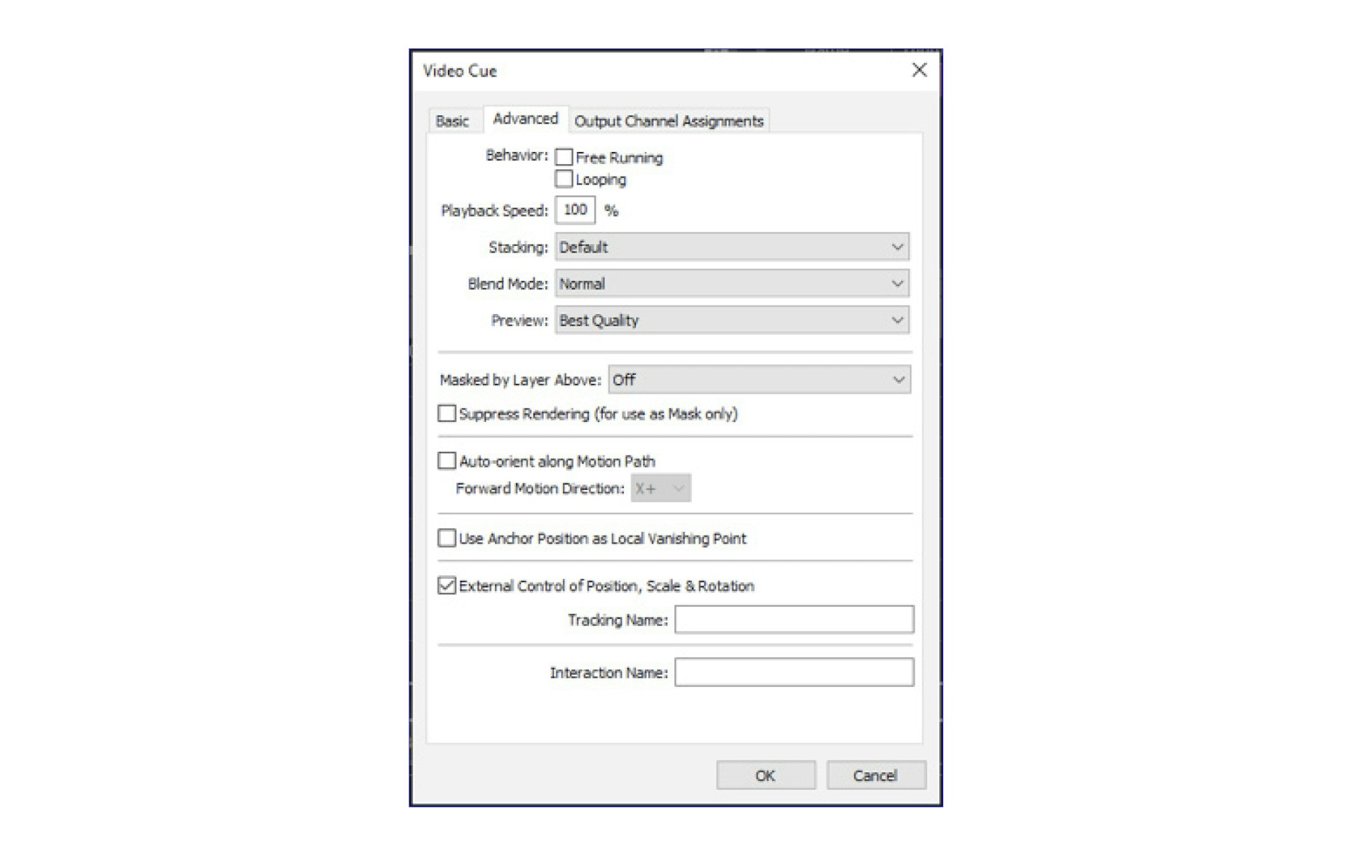 Video cue screen