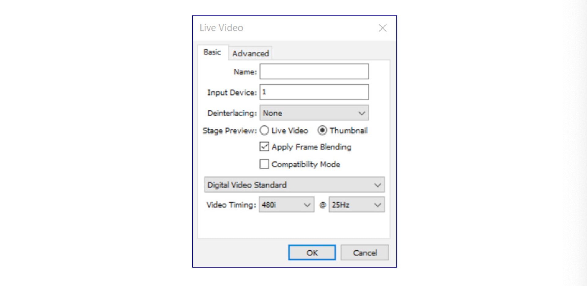 Live video screen